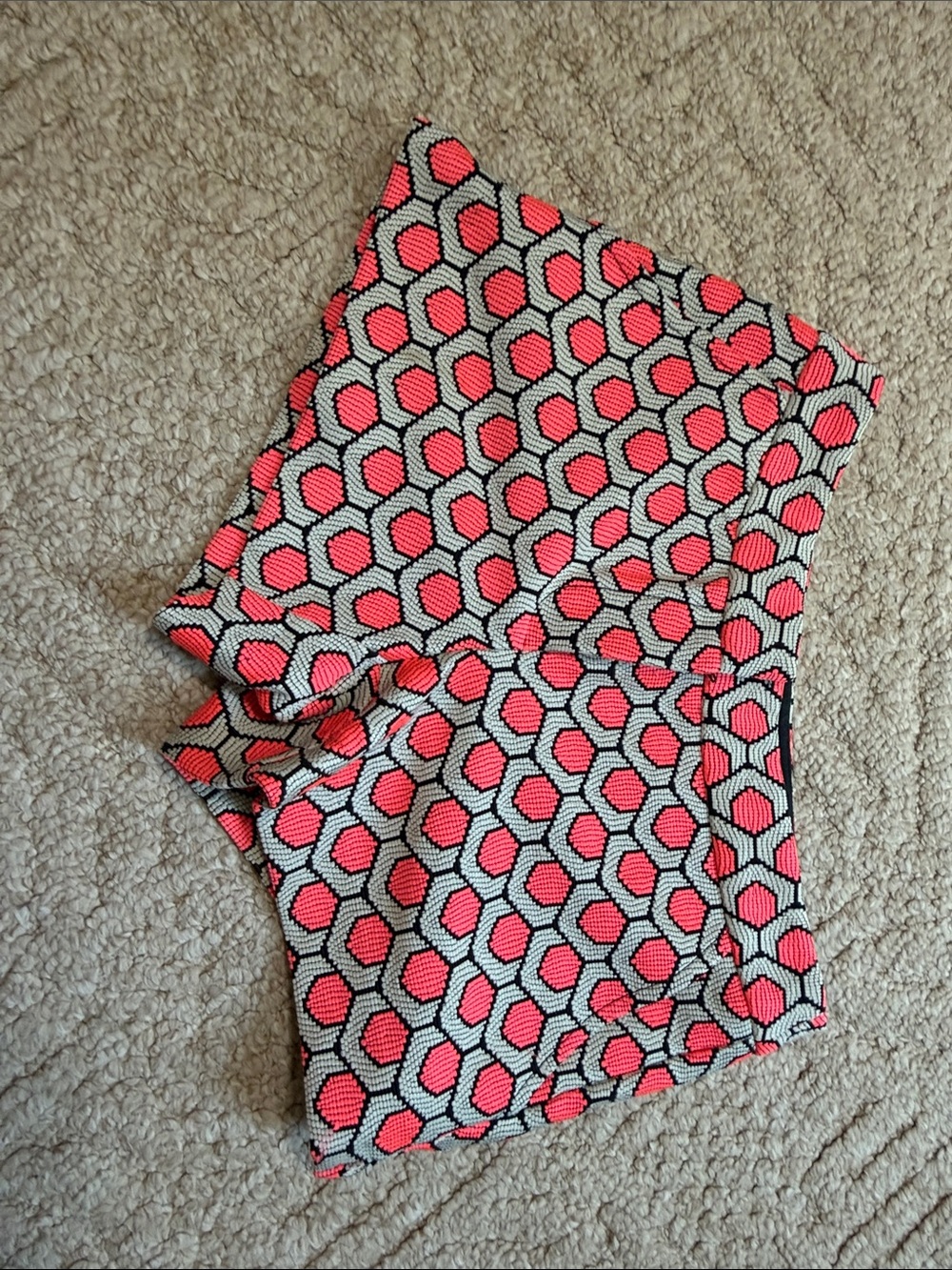 Trina Turk Coral Pink Geo-Print Shorts